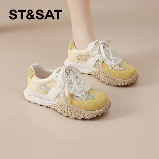 星期六时尚蕾丝拼接厚底阿甘鞋SSD2112EQK 商品图4