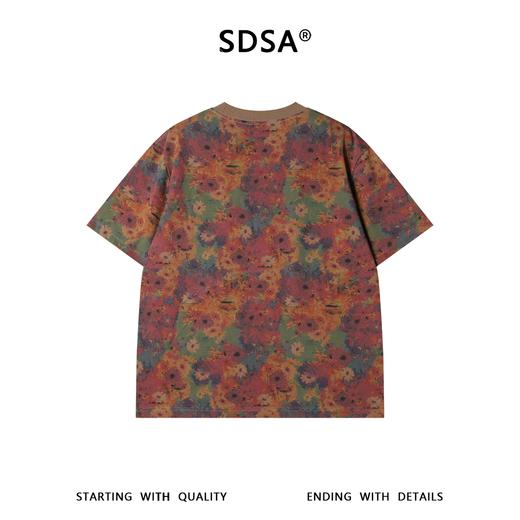 SDSA男装2026新款轻奢复古休闲撞色满印植物花卉圆领短袖T恤百搭 商品图4