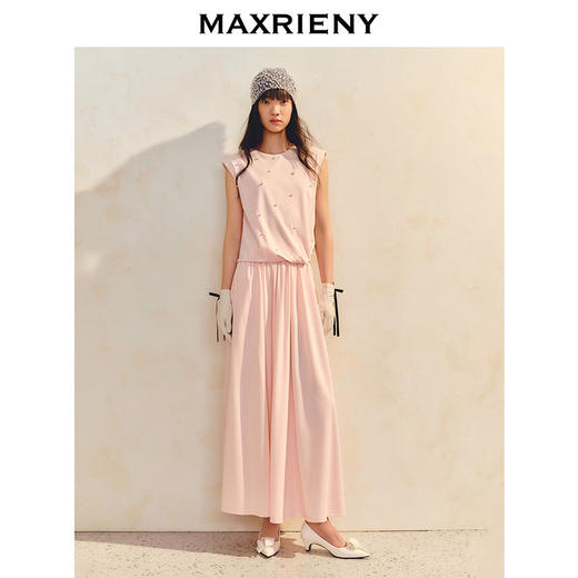 【商场同款】MAXRIENY樱花粉浪漫伞摆半裙高级感气质显瘦长款裙子(货号:MC86SK026) 商品图1