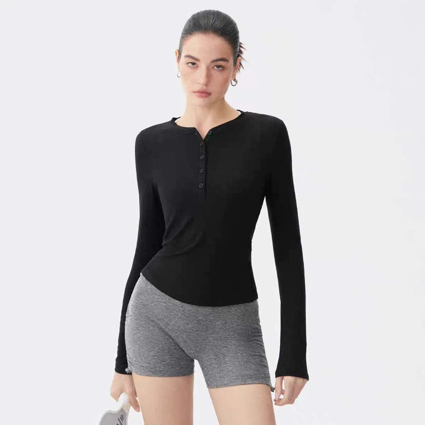 【秒杀价已调 直接拍】lu家 莫代尔棉螺纹打底 长袖 亨利衫