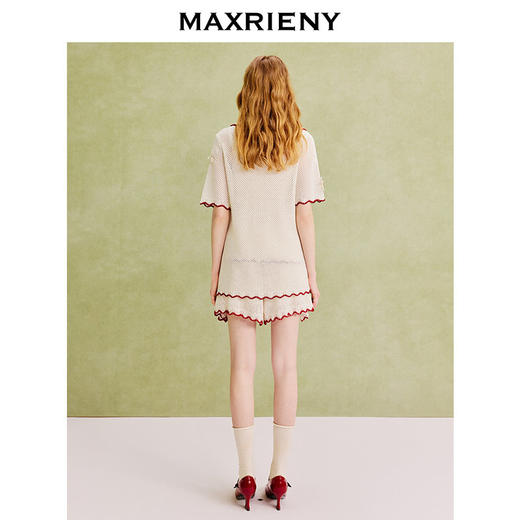 【宋茜同款】MAXRIENY玉兰针织套装度假风撞色花边肌理感A型短裤(货号:MC86PA254) 商品图3