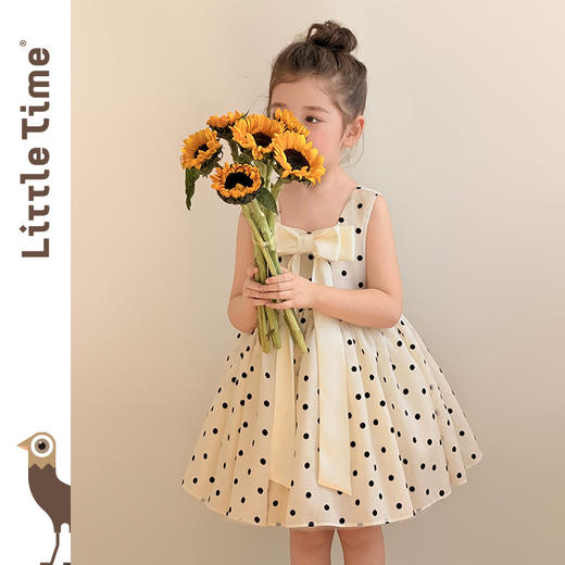 littletime2026春夏女童无袖波点连衣裙蝴蝶结背心裙洋气公主裙 商品图1