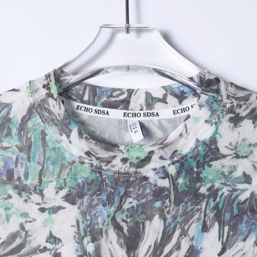 SDSA男装2026新款高贵轻奢小众撞色满印花卉圆领长袖T恤百搭休闲 商品图1