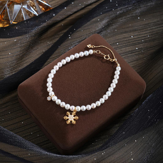 子佩集【凛冬雪女】银S925珍珠惜王妃手链【MLSL015】镀金雪花2602 商品图1