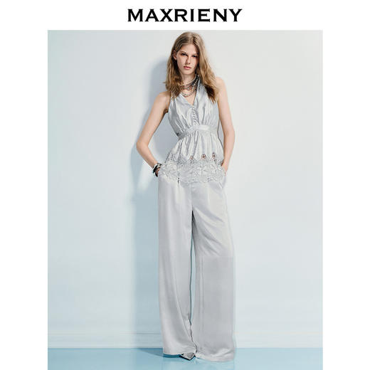 【商场同款】MAXRIENY法式优雅感无袖收腰荷叶下摆挂脖上衣25夏款(货号:MC86TP317) 商品图1