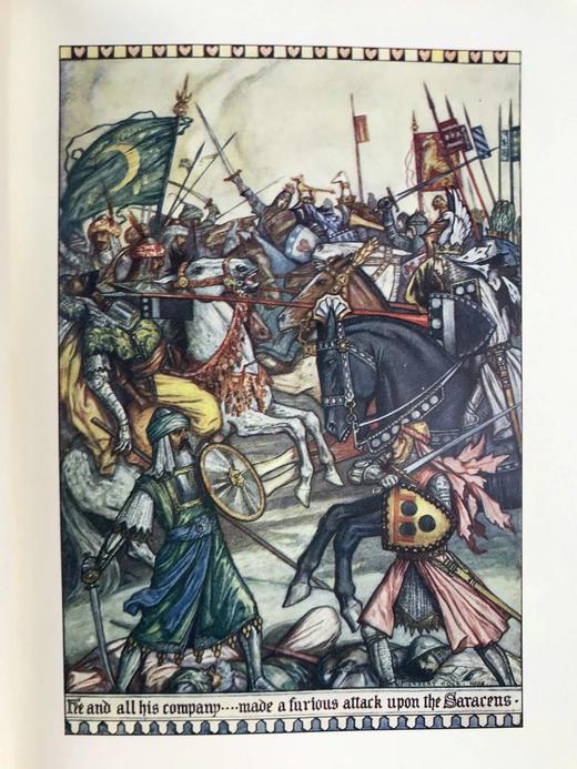 约20世纪早期 傅华萨编年史 12幅彩色插图 漆布精装32开 商品图5