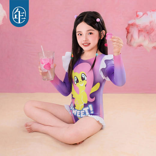 小马宝莉联名年衣童装长袖泳衣夏季新款儿童女孩卡通防晒连体泳装 商品图1