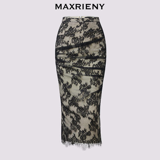 【商场同款-小雏菊系列】MAXRIENY不对称设计抽褶优雅蕾丝半裙(货号:MC86SK007) 商品图4