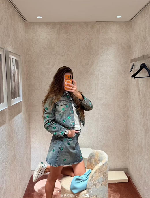 迪奥 四叶草刺绣牛仔半裙 （MM） 商品图12