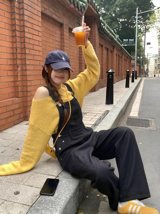 专柜实拍【减龄显瘦】拉夏贝尔/La Chapelle高级感！设计感时尚外穿背带裤直筒休闲百搭长裤子 商品图7