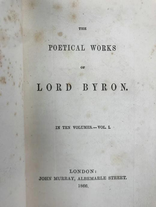 1866年 拜伦诗集（全10卷） 卷首配插图 全真皮精装36开 商品图4