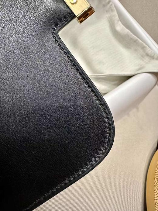 【纯手缝定制不退换】爱马仕 康康 19cm Epsom 掌纹牛皮 黑色 金扣（MM） 商品图7