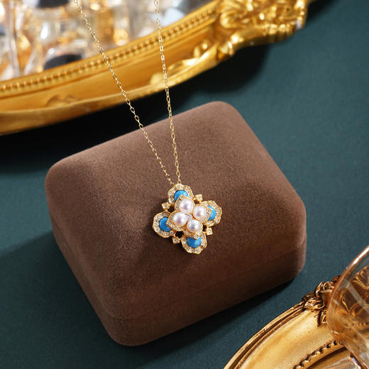 子佩集【四叶福安】银S925珍珠惜王妃套链项链【MLTL039】镀金四叶草蓝2602 商品图1