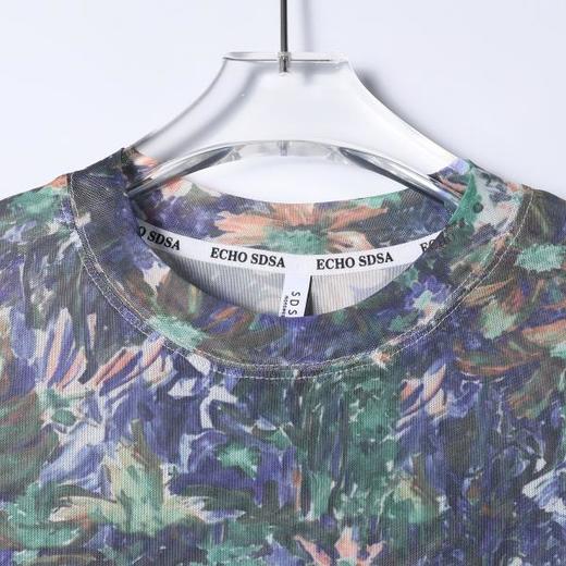 SDSA男装2026新款高贵轻奢小众撞色满印花卉圆领长袖T恤百搭休闲 商品图1