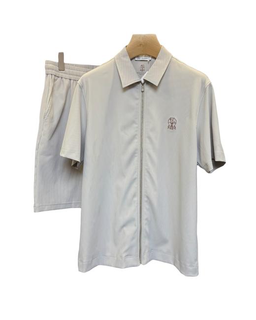 男款刺绣短袖衬衫短裤套装zh006 商品图0