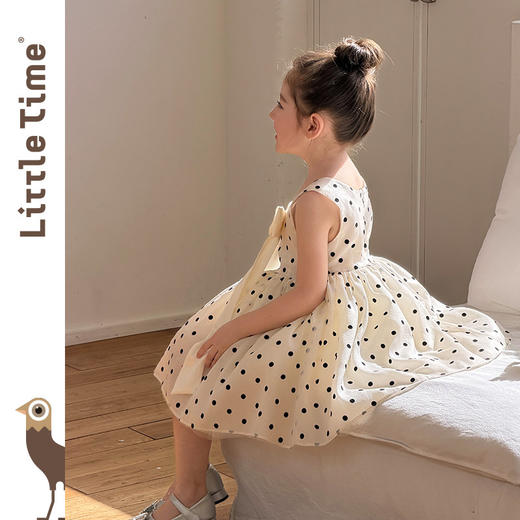 littletime2026春夏女童无袖波点连衣裙蝴蝶结背心裙洋气公主裙 商品图2