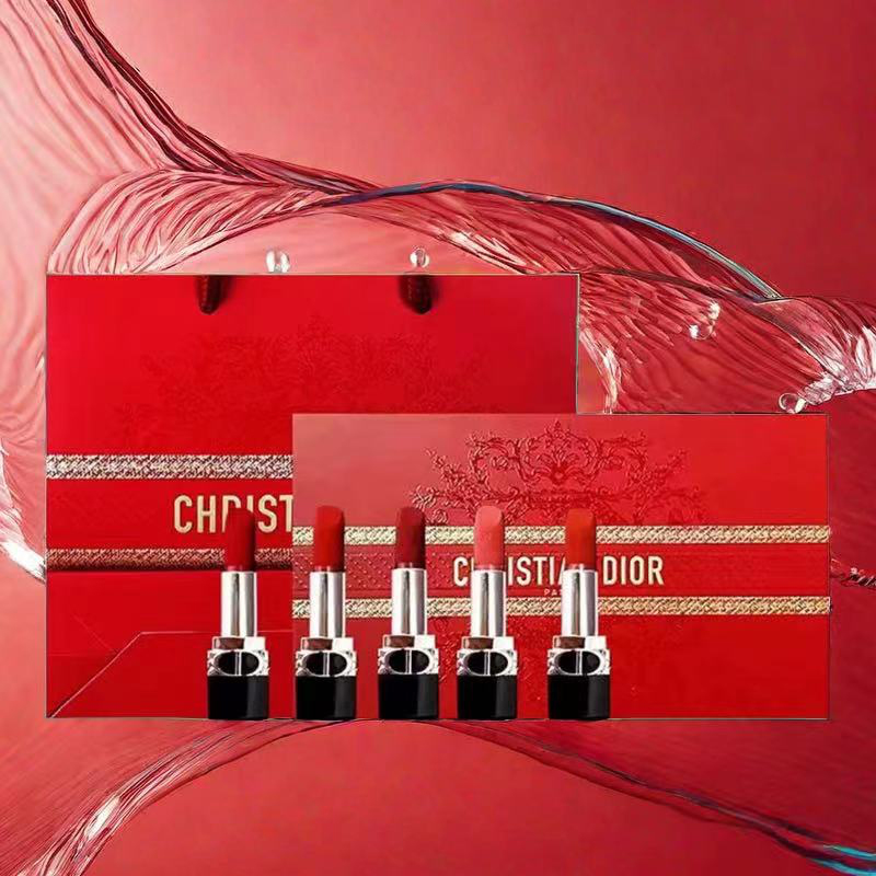 【香港免税店🇭🇰·送礼袋】DIOR迪奥龙年新春限定烈焰蓝金口红五件套1.5g*5只礼盒装「#999丝绒+#720丝绒+#777丝绒+#772丝绒+#840丝绒」·香港直邮