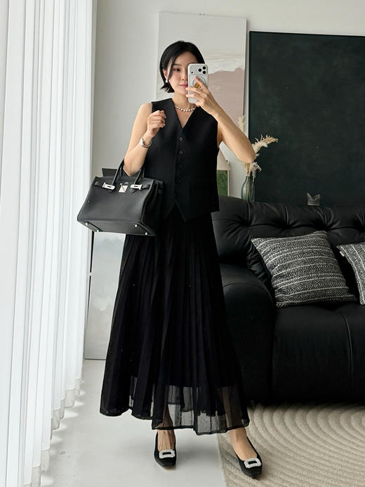 「工厂团购上新」气质通勤款 氛围感百褶针织半裙U300 商品图3