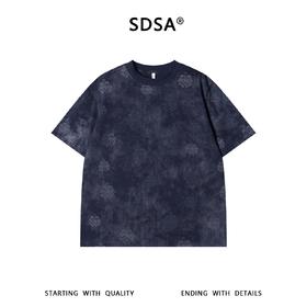 SDSA男装2026新款高贵轻奢潮牌扎染撞色满印花卉圆领短袖T恤百搭