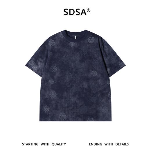 SDSA男装2026新款高贵轻奢潮牌扎染撞色满印花卉圆领短袖T恤百搭 商品图0