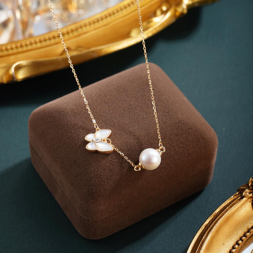 子佩集【珠光蝴蝶】银S925珍珠惜王妃套链项链【MLTL046】镀金蝴蝶2602 商品图1