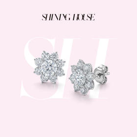 ShiningHouse[培育] 18k金钻石耳饰 圆钻形1克拉钻人工真钻人造钻石K金耳钉简约钻石耳饰耳环悦己送礼臻选【此商品不支持7天无理由退货退款】预计3日发货