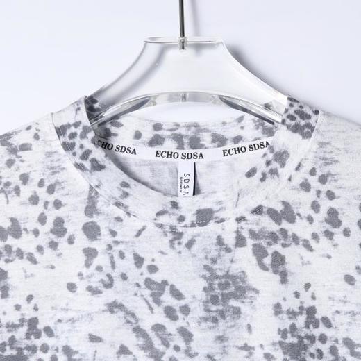 夏季高级感新款男士豹纹清新色调品味韩系圆领短袖T恤百搭时尚 商品图1