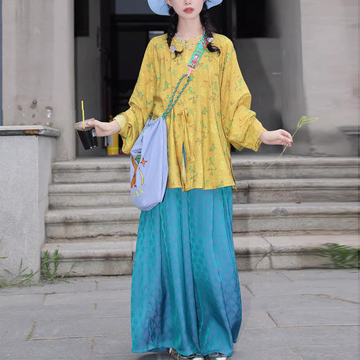 裁缝学苑AS647明制汉服上衣圆领衫阔腿裤纸样女装两件套装样板图纸 商品图5