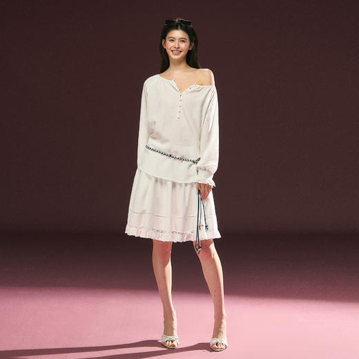 Ariseism 美式复古白色宽松多扣衬衫上衣女春季新款 商品图4