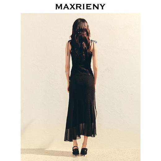 MAXRIENY法式复古感蕾丝波点长裙系带不规则半裙2025夏季新款(货号:MS86SK039) 商品图3