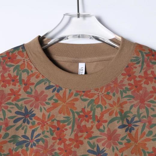 SDSA男装2026新款高贵轻奢撞色小碎花满印宽松圆领短袖T恤百搭 商品图1