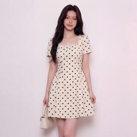 奢姿大码女装2026夏季减龄波点设计方领连衣裙胖妹妹钉珠时尚裙子9962860117