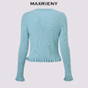 MAXRIENY薄荷绿色针织衫2026年春季新款圆领修身上衣木耳边毛衣(货号:MF80JA020) 商品缩略图4