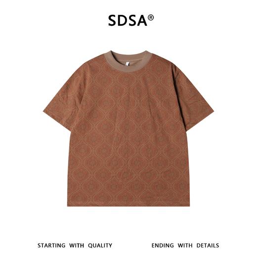SDSA男装2026新款高贵轻奢潮牌抽象菱形圆领短袖T恤百搭宽松上衣 商品图0