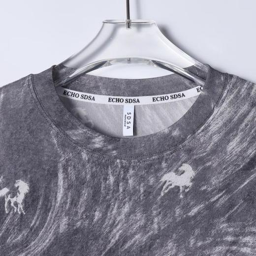 SDSA男装2026新款高贵轻奢潮牌水波纹小马印花圆领短袖T恤百搭 商品图1