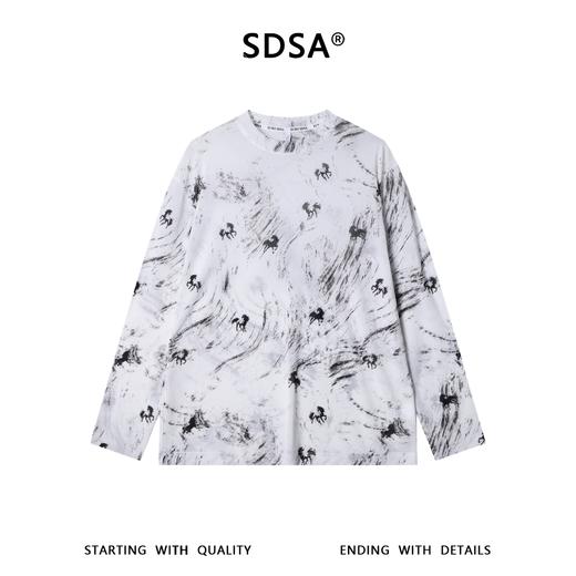 SDSA男装2026新款高贵轻奢潮牌水波纹小马印花圆领短袖T恤百搭 商品图0
