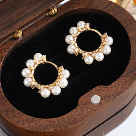 子佩集【华章共鸣‌】银S925珍珠惜王妃耳钉【QJED007】镀金花环2602
