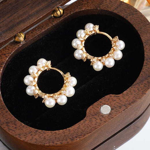 子佩集【华章共鸣‌】银S925珍珠惜王妃耳钉【QJED007】镀金花环2602 商品图0