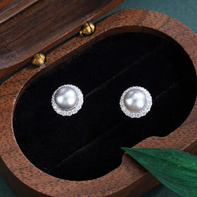 子佩集【心海花叙】银S925珍珠惜王妃耳钉【QJED006】小太阳2602