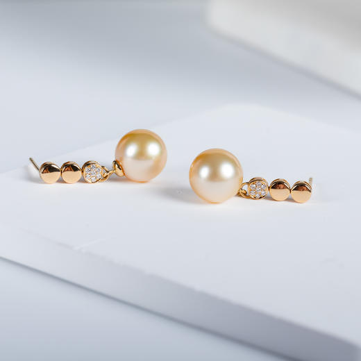 ⁶孤品：【南洋金珍珠】18K金钻石耳饰，10.1/10.2MM，编号EDS11，出证书，48小时鉴赏期——SS06-CR-YMZZ【HOT】 商品图0
