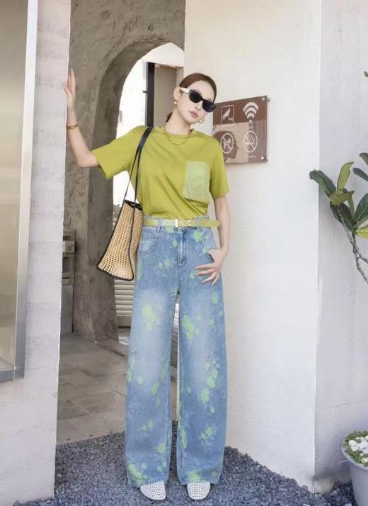 女装25秋冬新品休闲带花牛仔长裤2235-FC98006 商品图0