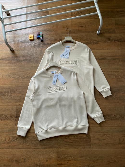 Lacoste高克重纯棉毛圈压印圆领情侣款卫衣 商品图0