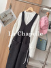 专柜实拍【减龄显瘦】拉夏贝尔/La Chapelle高级感！设计感时尚外穿背带裤直筒休闲百搭长裤子 商品缩略图1