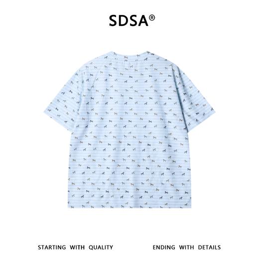 SDSA男装2026新款轻奢时尚撞色条纹满印小马设计圆领短袖T恤百搭 商品图4
