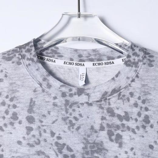 夏季高级感新款男士豹纹清新色调品味韩系圆领短袖T恤百搭时尚 商品图1