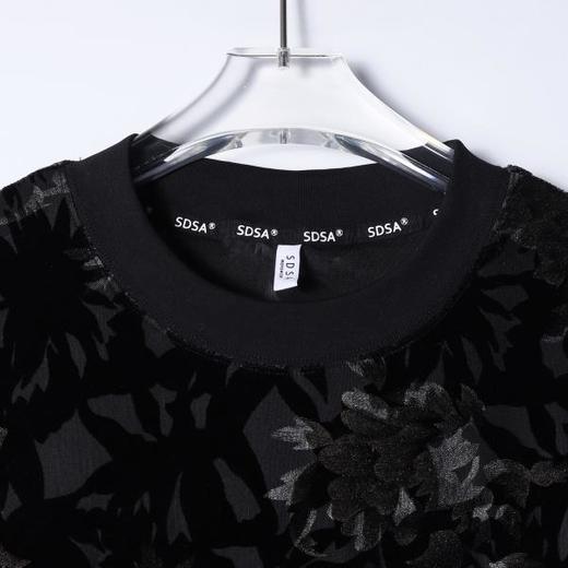 SDSA男装2026新款高贵轻奢高级感撞色植绒花卉圆领短袖T恤休闲潮 商品图1