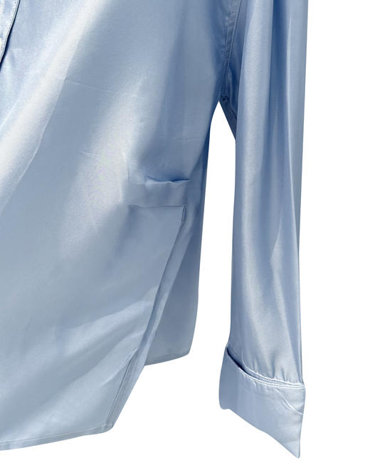 女款丝质羊毛腰间褶皱长袖衬衫la014 商品图2