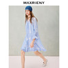 MAXRIENY波嬉度假风印花连衣裙26夏季蓝色醋纤短裙宽松甜美裙子女(货号:MS80DR021) 商品缩略图0