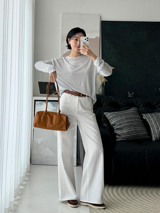 「工厂团购上新」莱赛尔真丝混纺  轻薄宽松长袖T恤LW85018 商品图4