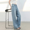 西遇高街复古2026春新款女水洗高腰显瘦垂感阔腿裤直筒牛仔裤H0060234 商品缩略图2